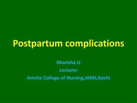 Postpartum Complications Ppt