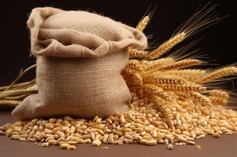 Premium Photo Harvest Essence Wheat In A Small Sack Background Close Up