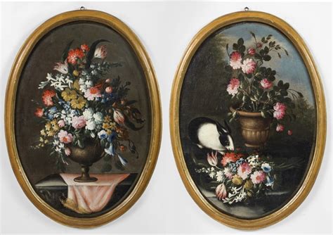 Coppia Di Nature Morte Di Fiori Artista Emiliano Del Xviii Secolo