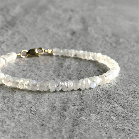 Rainbow Moonstone Bracelet Silver Or Gold Clasp White Gemstone Bracelet