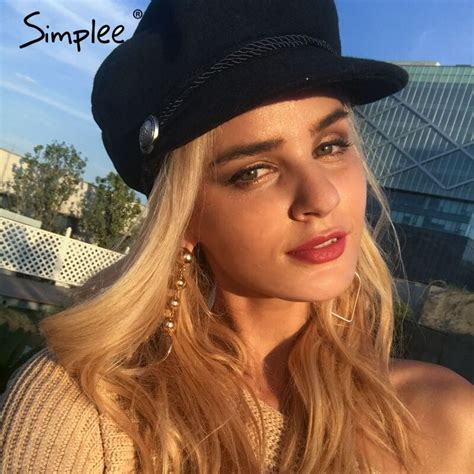 Simplee Fashion black hat cap women Casual streetwear rope flat cap ...