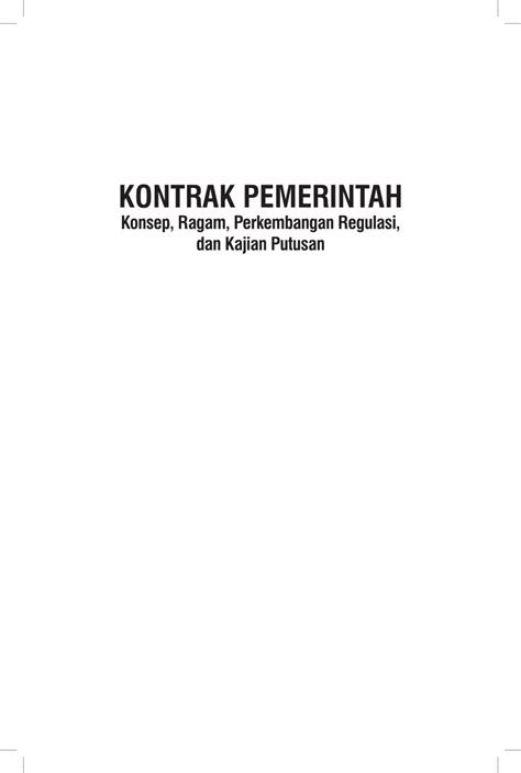 PDF Kontrak Pemerintah Konsep Ragam Perkembangan Regulasi Dan