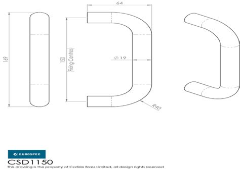 Eurospec Satin Stainless Steel Steelworx 19mm D Pull Handle 300mm