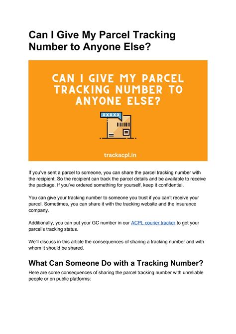 Can I Give My Parcel Tracking Number To Anyone Else By Acpl Tracking