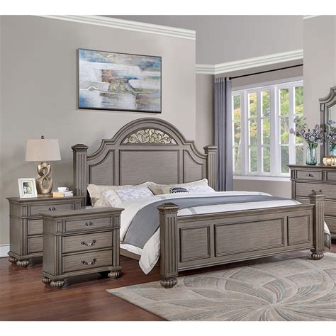 Foa Damos Piece Gray Solid Wood Panel Bedroom Set Cal King