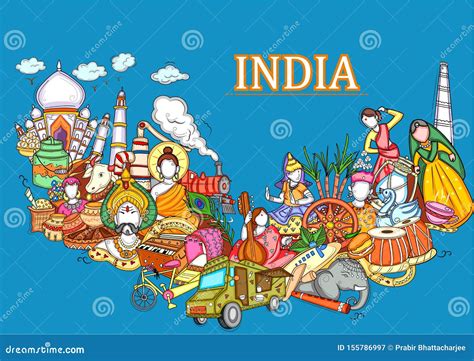 Indian Collage Illustration Showing Culture Tradition And Festival Of