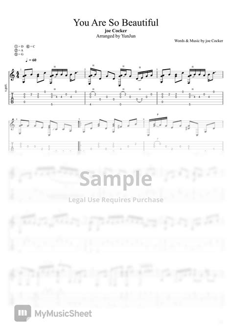Joe Cocker You Are So Beautiful Fingerstyle Guitar TAB By YunJun
