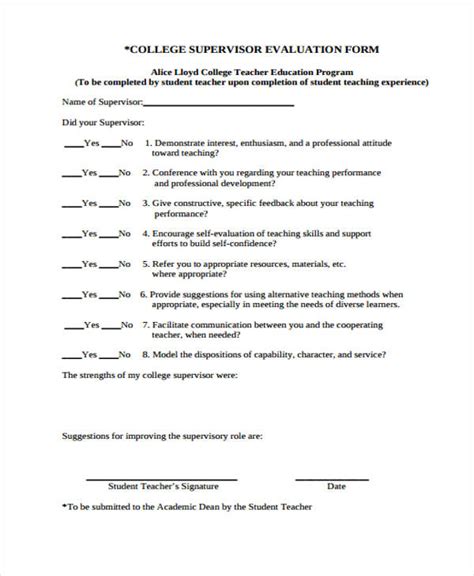 Free 54 Student Evaluation Forms In Pdf