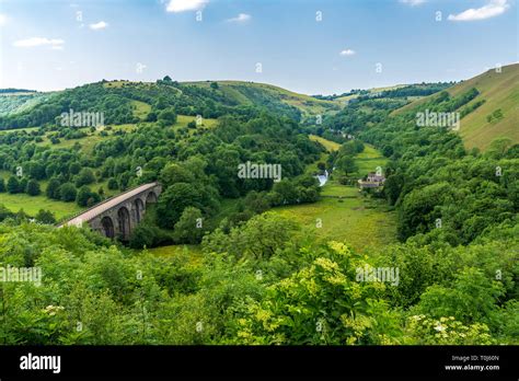 Peak District Landscape With The Headstone Viaduct Over The River Wye