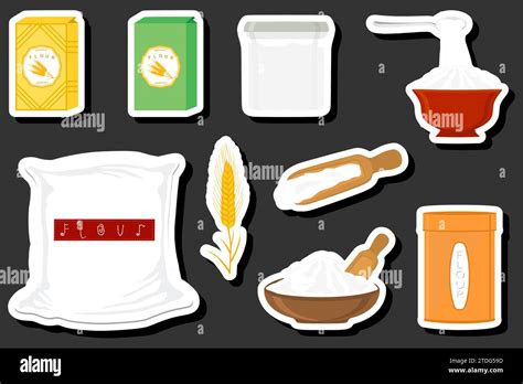 Illustration On Theme Big Set Different Types Dishware Filled Wheat