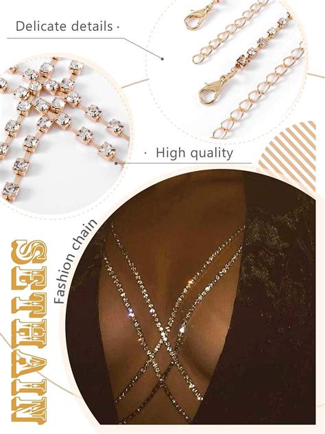 Sethain Boho Körperkette Strass Gold Kreuz Ketten Bh Night Club Bikini