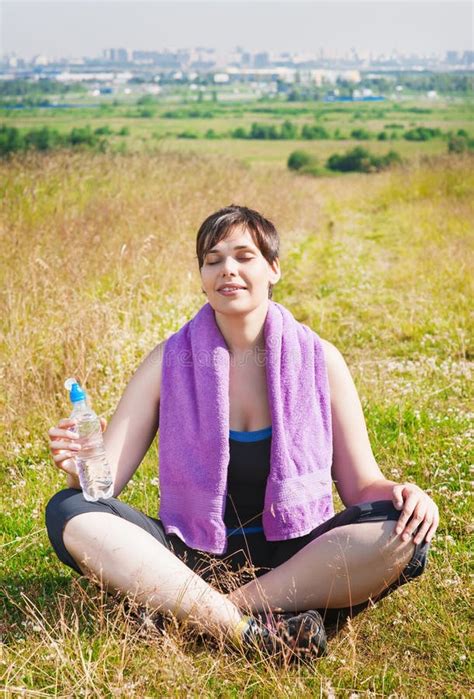 Beautiful Plus Size Woman Doing Yoga Stock Photo Image Of Fitness