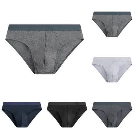 Slip Bikini Alla Moda Uomo Colotone Solido Vita Bassa Cotone Biancheria