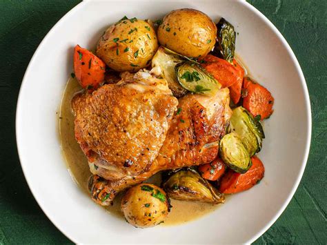 Panroasted Chicken With Vegetables And Dijon Jus Recipe