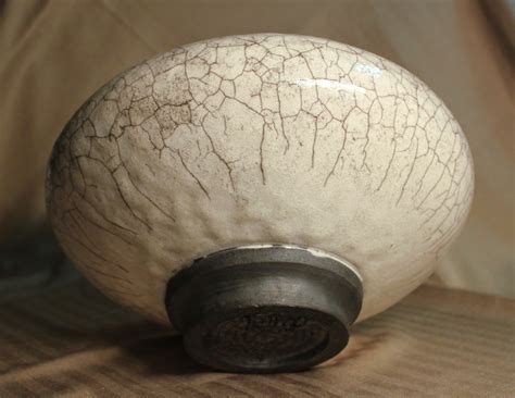 Large Wide Raku White Crackle Glazed Pot Collectors Weekly