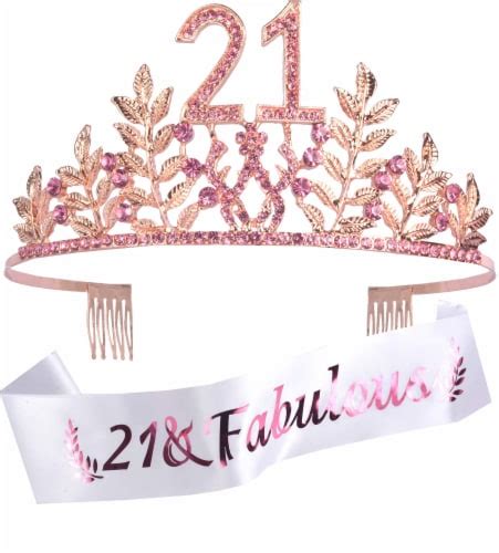 Doradreamdeko Pink 21st Birthday Sash And Tiara Set Glitter And Rhinestone 2 Piece Set Kroger