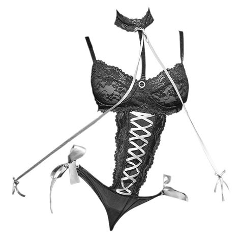 Jual L Baju Tidur Lingerie Seksi Teddy Bodysuit Hitam Transparan