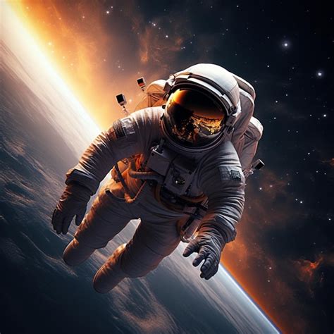 Premium Ai Image Cute Astronaut Floating In Outer Space Digital Art