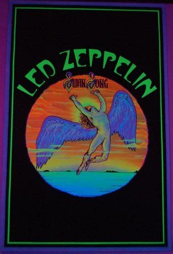 Vintage Led Zeppelin Swan Song Fuzzy Black Light Poster 817 Funky