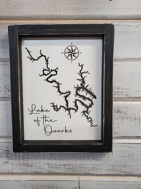 Lake Of The Ozarks Laser Engraved Sign Framed Wood Sign Etsy