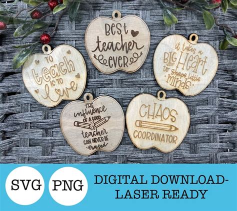 Laser Cut File Svg Bundle Png Bundle Teacher Ornaments Teacher Appreciation T Etsy