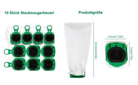 ZEYXINH 10 Stück Staubsaugerbeutel für Vorwerk Kobold VB100 VB 100