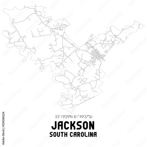 Jackson South Carolina. US street map with black and white lines. Stock ...