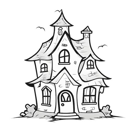 Hand Drawn Halloween Haunted House Sketch Design Premium Ai Generated