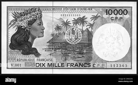 Photo Banknote French Pacific Territories 10 000 Francs 1985 Stock