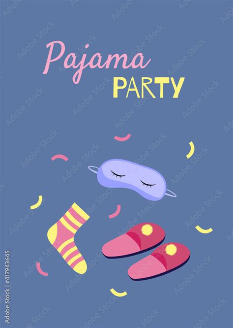 Vector Illustration For Pajama Party In Cartoon Style Bright Template