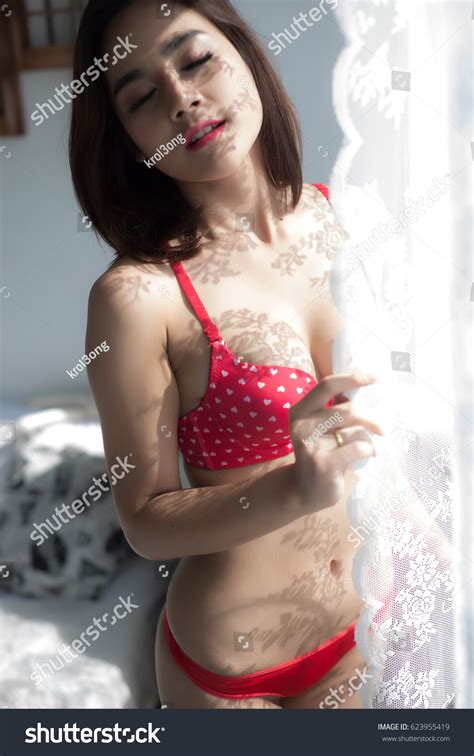 Sexy Beautiful Asian Woman White Lingerie Stock Photo Shutterstock