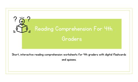 Reading Comprehension For 4th Graders - Worksheets & Quizzes - Grammar