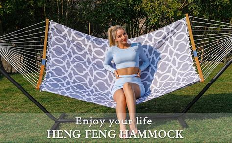 HENG FENG 2 Person Double Hammock With 12 Foot Portable Steel Stand And