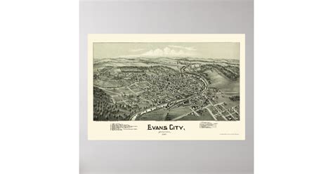 Evans City Pa Panoramic Map 1900 Poster Zazzle