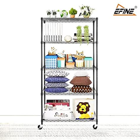 EFINE 5 Shelf Shelving Units And Storage On Wheels With Shelf Liners