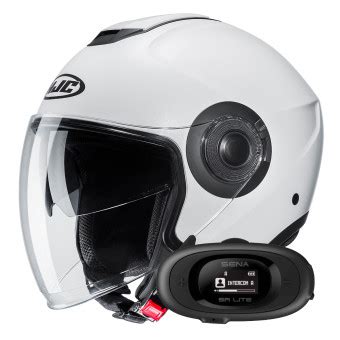 Pack Casco Moto Kit Bluetooth HJC I40N Semi Flat Pearl White Kit