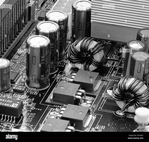 Old Electronic Circuit Board With Components Stock Photo Alamy