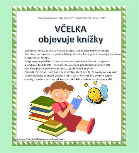 Týdenní metodická příprava - VČELKA objevuje knížky (březen - měsíc ...