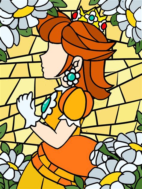 Princess Daisy Stained Glass Super Mario Art Princess Daisy Mario Art