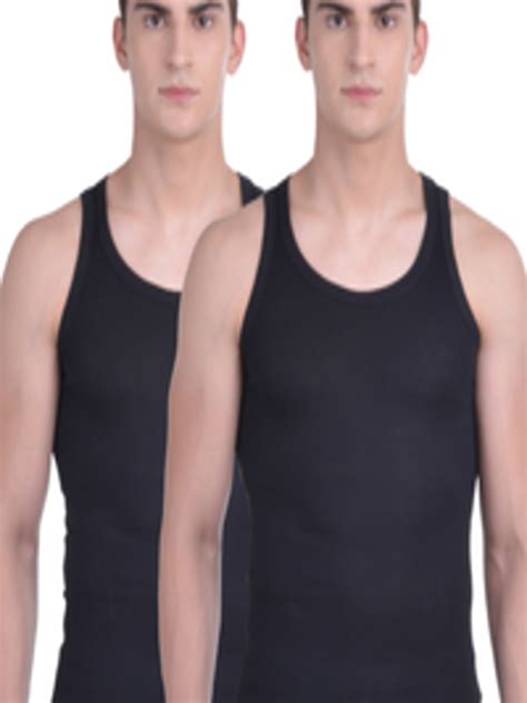 Buy Force Nxt Pack Of 2 Black Assorted Innerwear Vests Mnfr 236 Po2