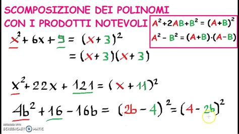 SCOMPOSIZIONE DEI POLINOMI CON I PRODOTTI NOTEVOLI YouTube