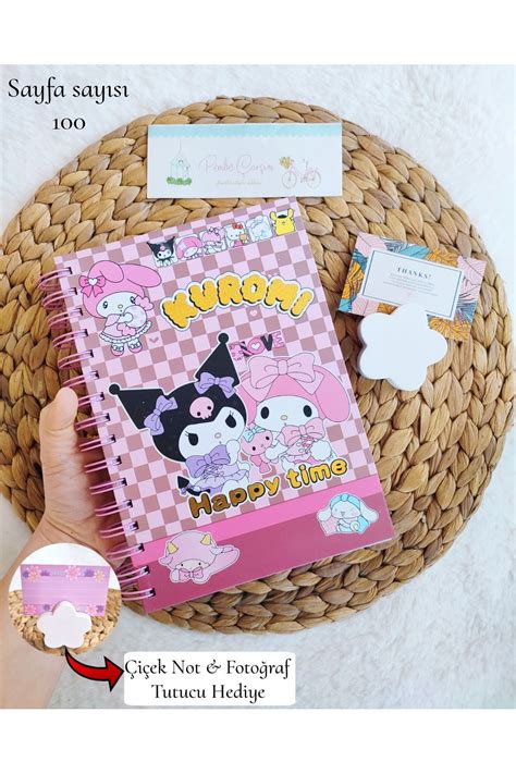 Pembe Ar Sert Kapakl Spiralli Izgili Defter Sanrio Kuromi My