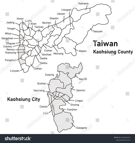 Taiwanese Map Kaohsiung City S Area Map Royalty Free Stock Vector