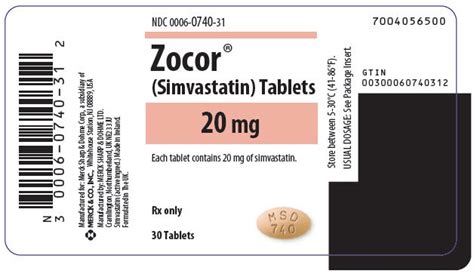 Zocor - FDA prescribing information, side effects and uses