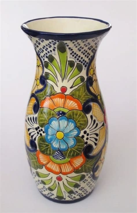 Xlg Talavera Flower Vase Talavera Vase Mexican Pottery