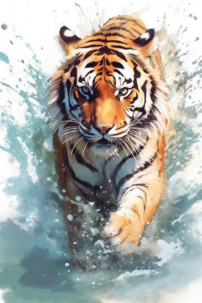 Premium AI Image | tiger running in water