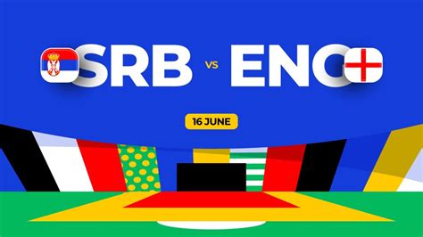 Serbia Vs England Football 2024 Match Versus Vector Image