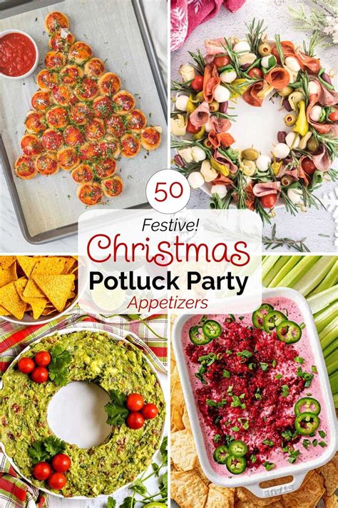 Christmas Potluck Party Appetizers With Text Overlay