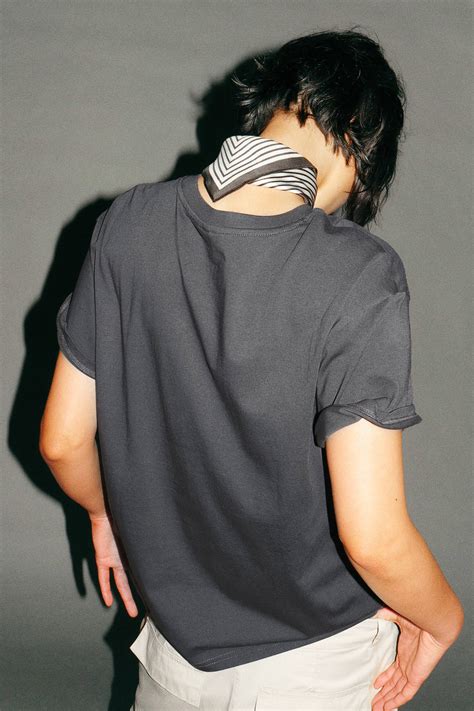 Oversized Printed T Shirt Round Neck Short Sleeve Dark Gray The