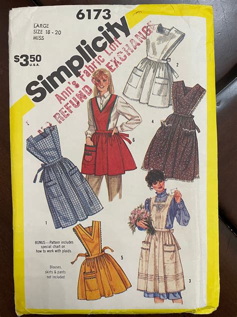 Pinafore Apron Pattern Vintage Apron Pattern Apron Sewing Pattern